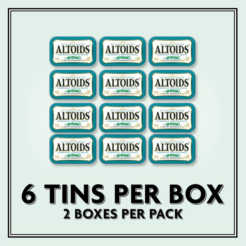 ALTOIDS Classic Wintergreen Breath Mints, 1.76 oz Tin (Pack of 12